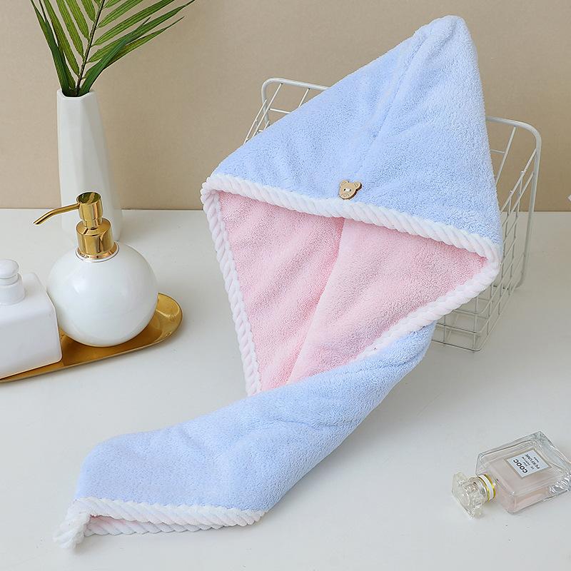 Women's Two-Tone Double-Layer Long Hair Thickened Drying Cap