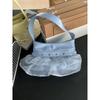 Portable Shoulder Bag Women's Spring and Summer Fashionable Spice Girl Hand Bag Rivet Mesh Pleated Armpit Bag Women