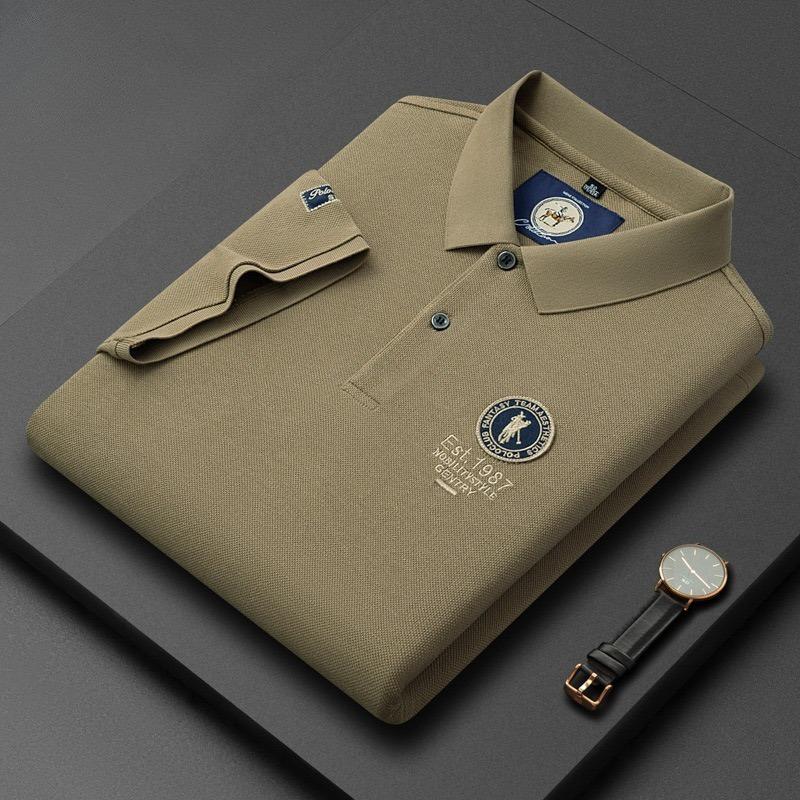 Trend Hub Ny High-end Herre Kortarmet T-skjorte Brodert Krage Poloskjorte Pluss Størrelse Paul Tynn Topp for Menn