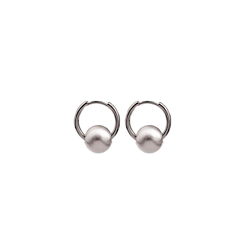 Vintage Circle Pearl Matte Brushed Earrings Light Luxury Fashion Design High-End Temperament Earrings