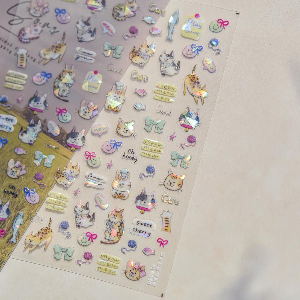 Halloween Nails Sticker 5D Embossed Cartoon Nail Art Stickers Retro Rabbit Self Adhesive Stickers For Nails DIY Manicure Decals