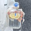 1Pcs Flat Square Transparent Water Bottle Portable Travel Canteen With Adjustable Strap Elegant Slim Bottle For Sport Camping