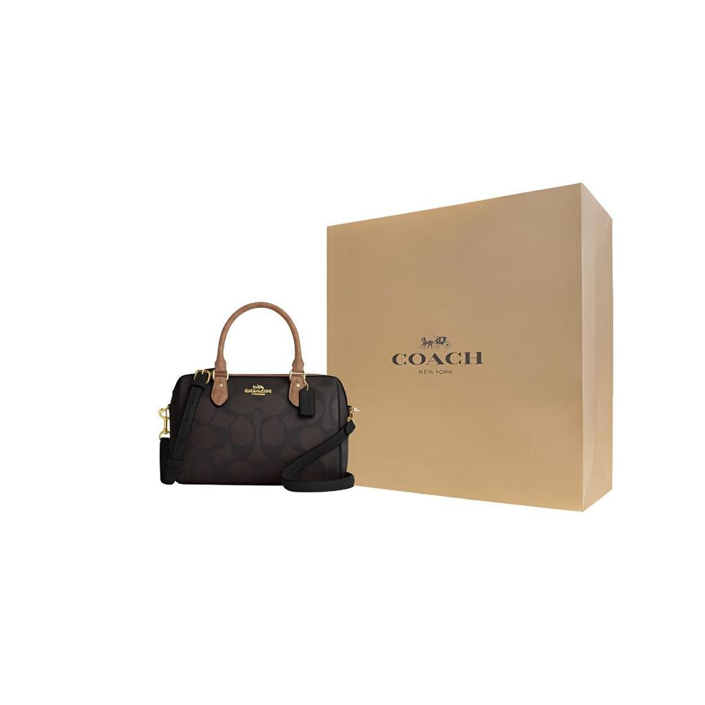 Coach Rowan 25 Printed Logo Coated Canvas Shoulder Crossbody Handbag Medium Women handbags Brown CY679-IMXI8