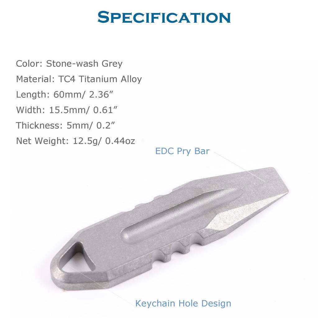 Hamans Titanium EDC Prybar Portable Mini Keychain (Grey)