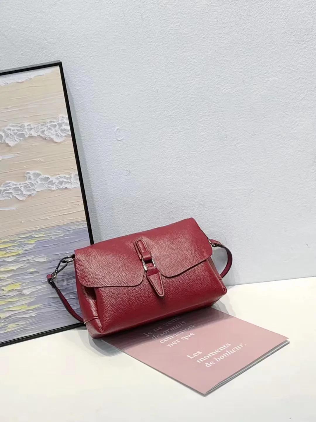 

High Quality Cow Leather Women s Shoulder Bag Crossbody Lady Casual Handbag Underarm Pouch Multiple Compartments Messenger Bag червоний