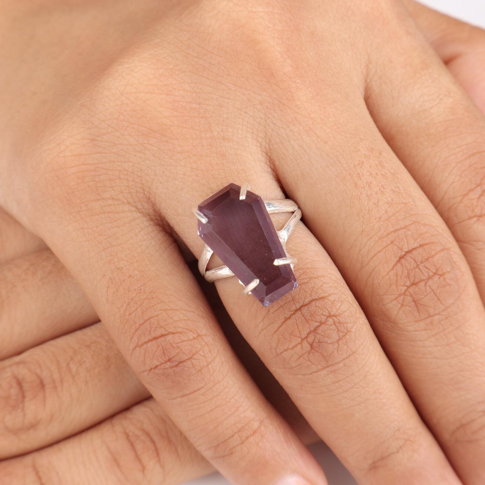 

Iolite Gemstone 925 Sterling Silver Jewelry Handmade Statement Ring For Women RR-40-8 13