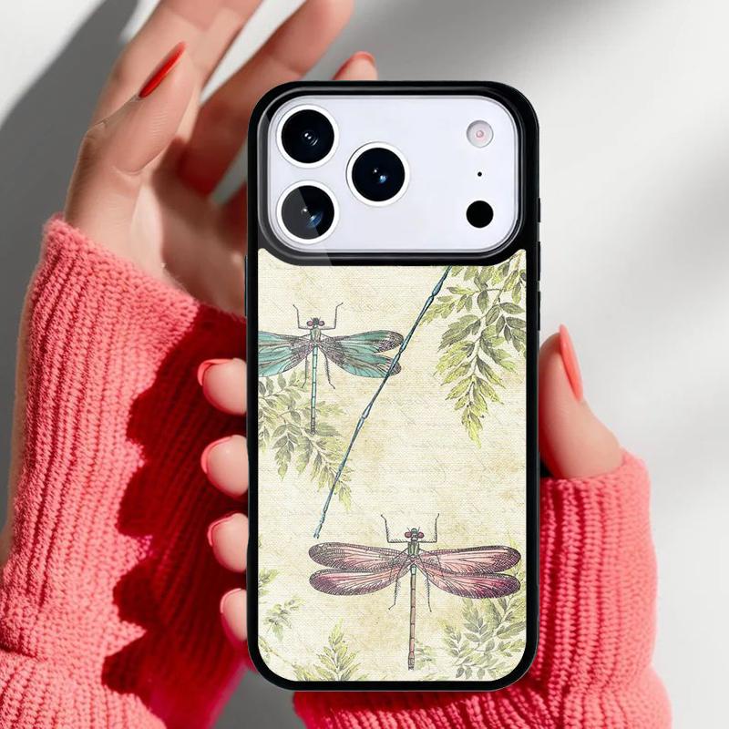 Dragonfly Insect Pattern soft Phone Case for iPhone 17 16 15 14 13 Pro Max Back Cover for 12 11 Pro Coque