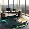 Zoro (1) Round Office Rug Decorative Floor Rug for Office Bedroom Living Room and Home Space