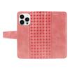 For iPhone 14 Pro Max Leather Case Wallet Stand Grids Imprinted Phone Cover with Strap