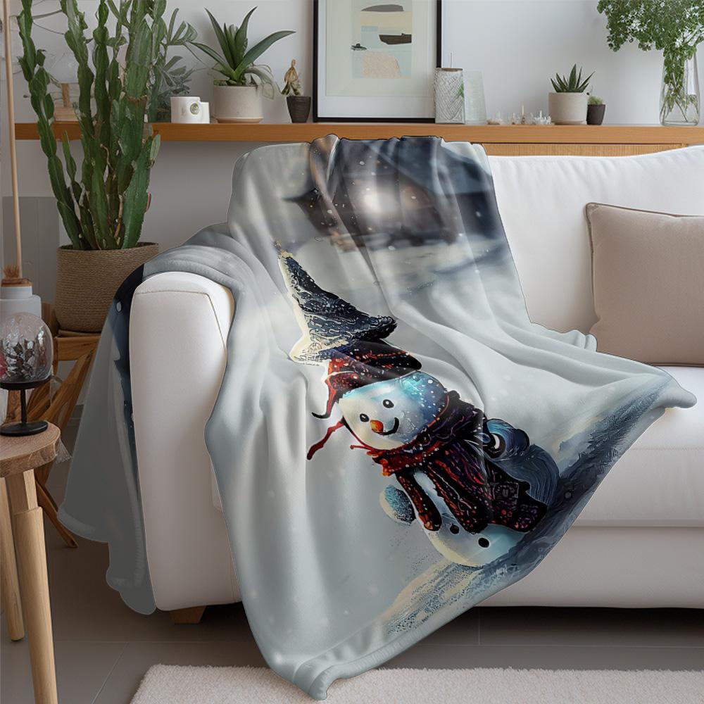 Tuniu Cute snowman plush blanket for winter sofa bed bedroom throw warm soft comfortable gift
