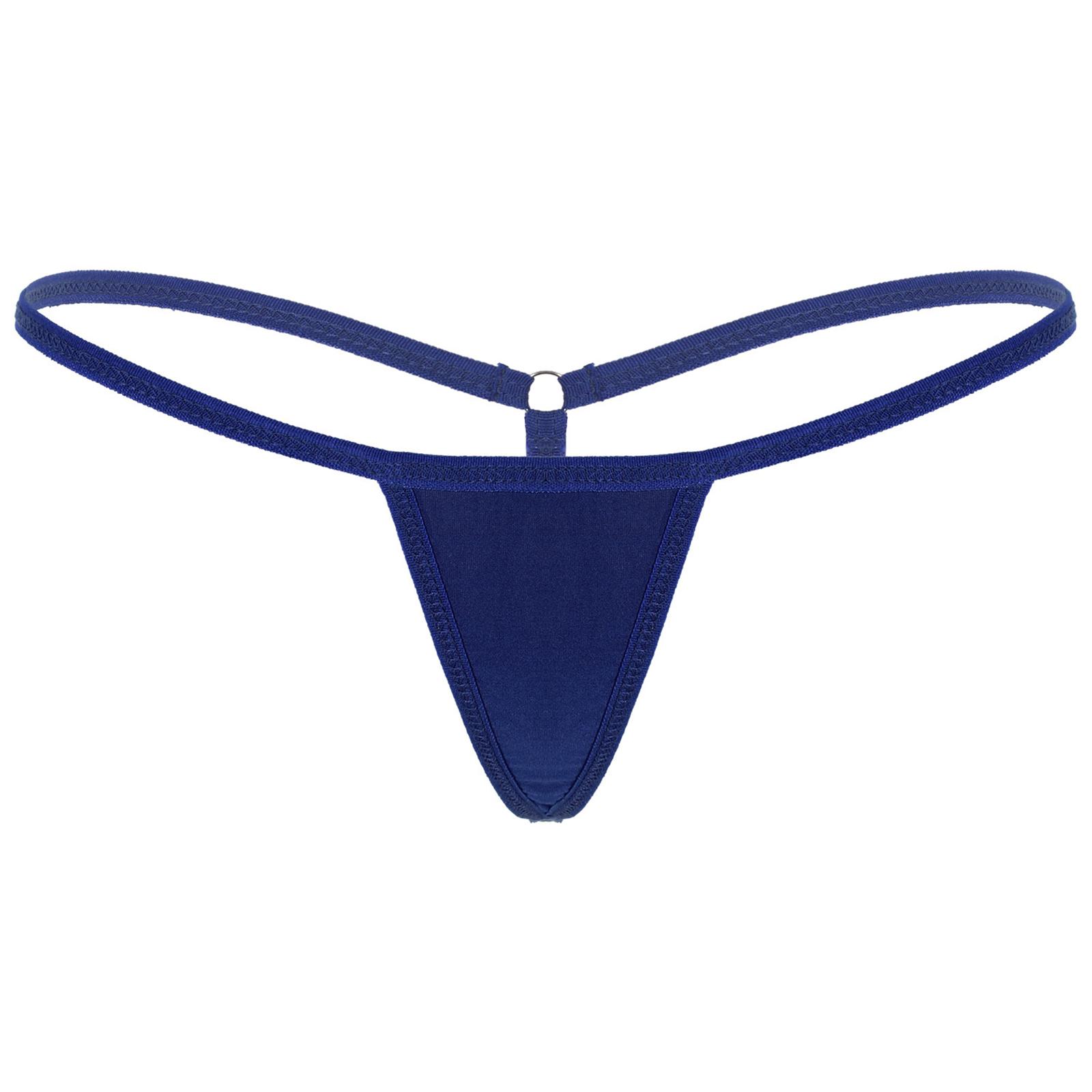 Damen Niedrige Taille T-Rücken G-String Bikini-Tanga Elastischer Bund Mikropants Unterwäsche für den täglichen Gebrauch One Size navy blau