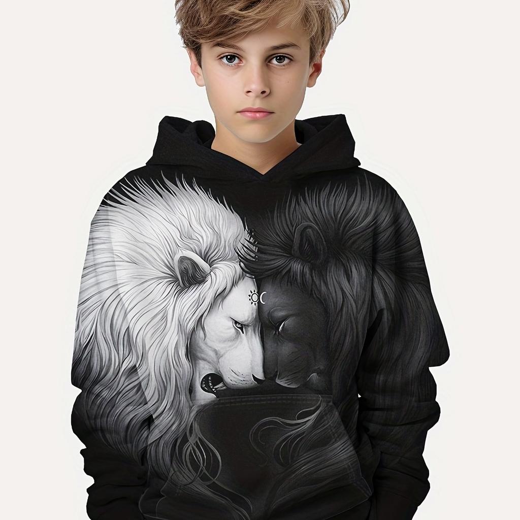 Animal Lion 3D Print Hoodie For Boy Pullover Casual Long Sleeve Hoodies Boys Girls Sweatshirts Fashion Jacket Kids Hoodies Tops