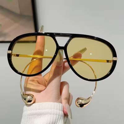 Luxury Brand Designer Oversized Pilot Sunglasses Women For Men  Popular Vintage Sun Glasses Punk Double Bridge