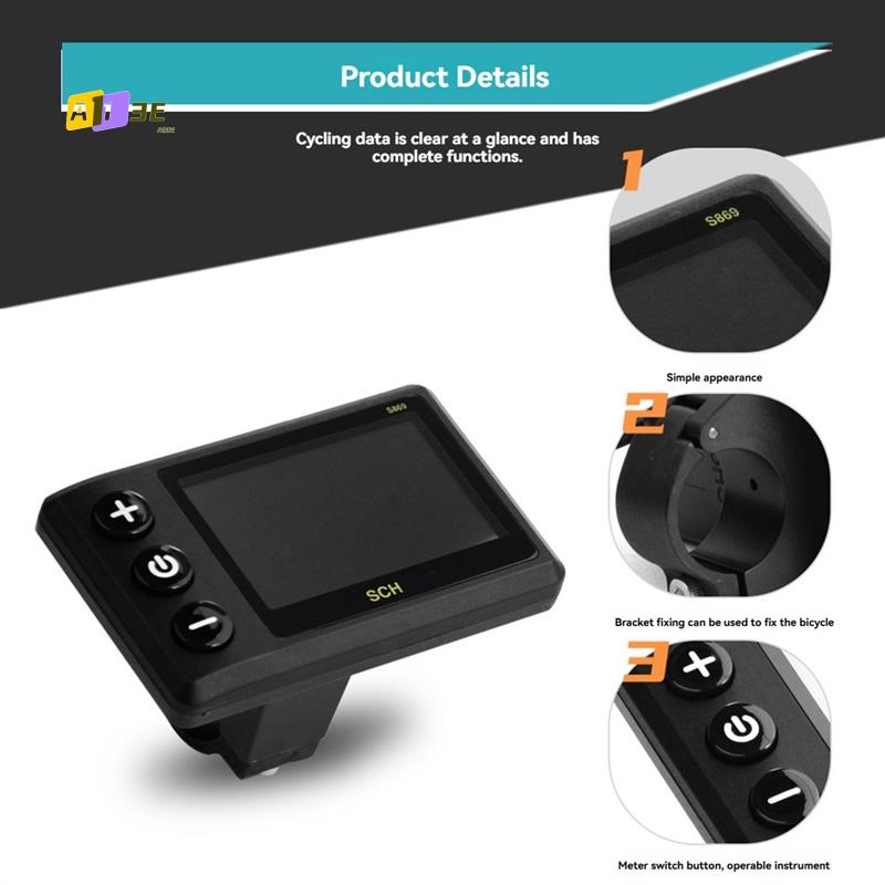 A03E-S869 Electric Bicycle LCD Display 24V-72V Electric Scooter LCD Color Screen Meter For Mountain Bike LCD Meter SM5+2PIN чёрный