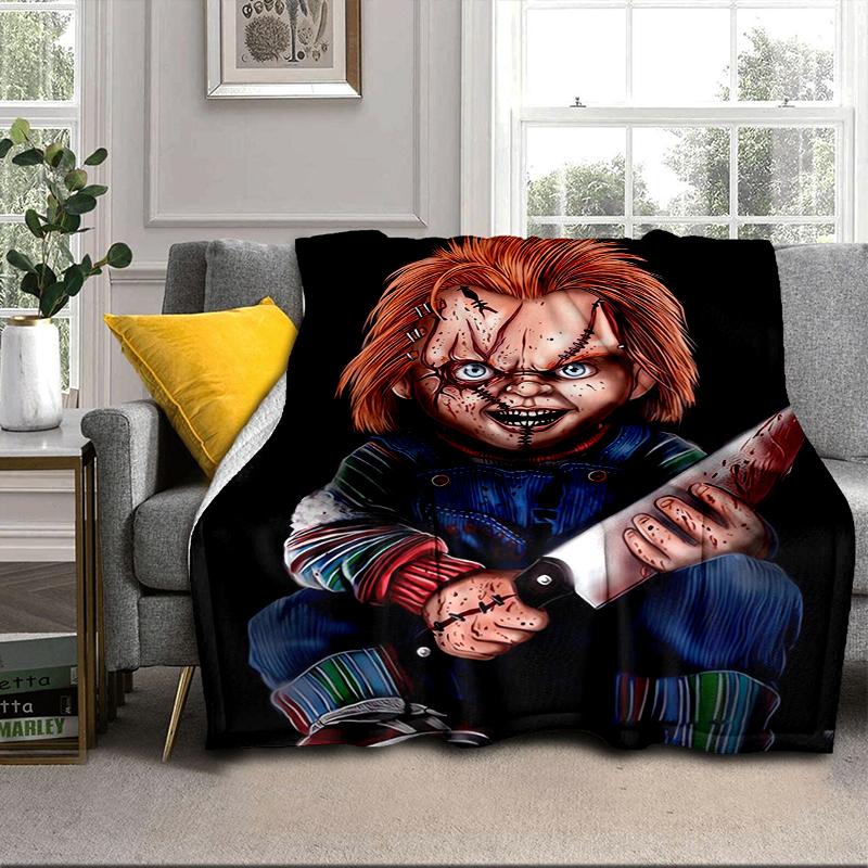 Chucky's Halloween Horror Blanket Flannel Blanket for bed, sofa, Camping, Hiking, Picnic Essentials, gift for family Fan gifts