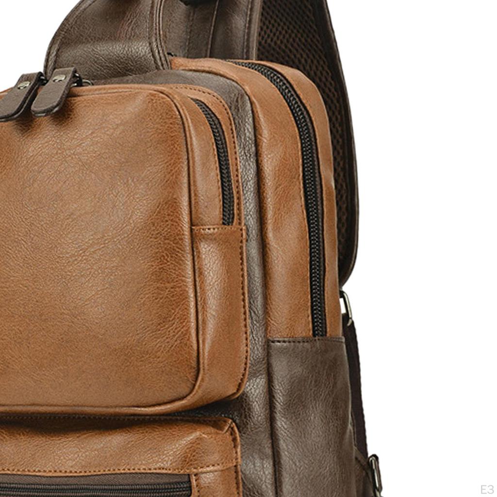 Man Bag PU Leather Backpack Mens Chest Crossbody Shoulder Daypack for Business Outdoor