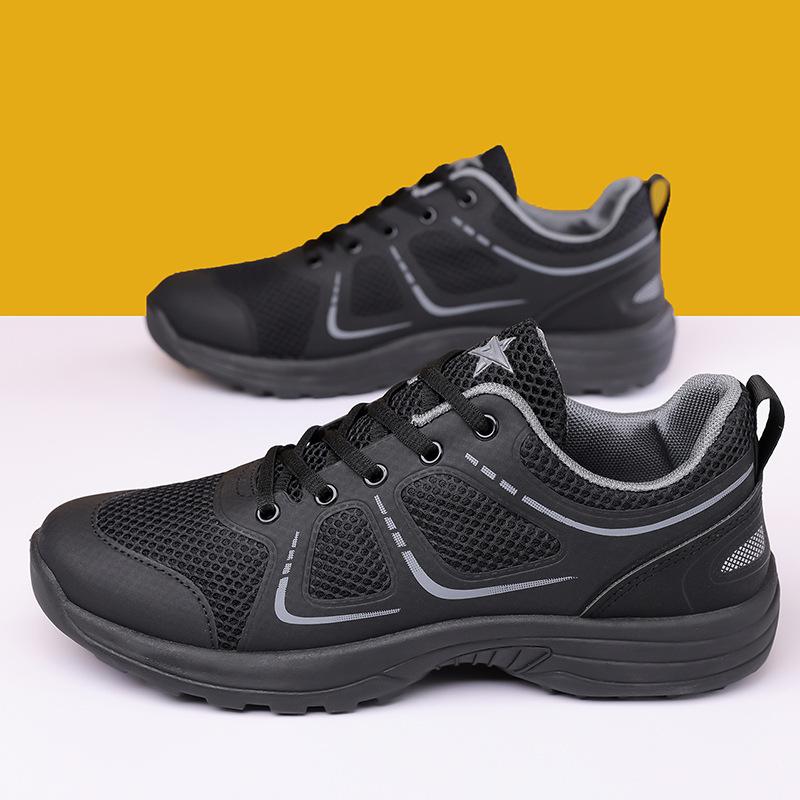 Training shoes men's spring and autumn outdoor mountaineering running shoes black mesh breathable wear-resistant ultra-light training men's shoes