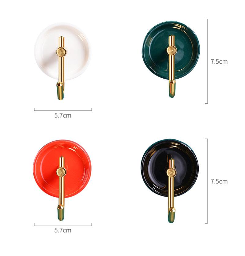 Nail-free Bathroom Hook Ceramic Color Towel Hook 4-piece Bedroom Living Room Coat Hook Single Hook Red/Black/White/Green