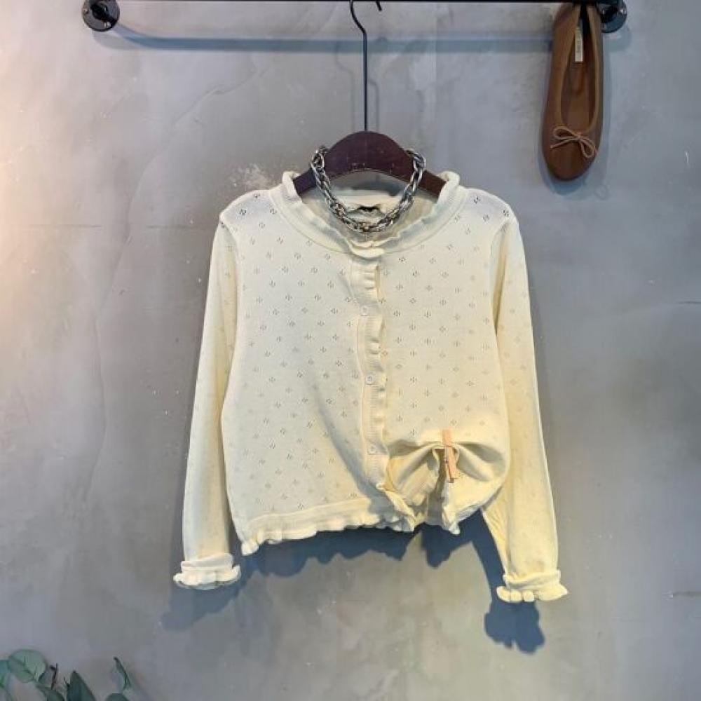 C S In The Room Eye punChIng Frill Long Sleeve Knit Cardigan 3Color