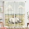 2pcs 2D Flat Printing Party Window Curtains Kindness Horse Comfort Nature Fabric Without Electricity All Season Party & Holiday