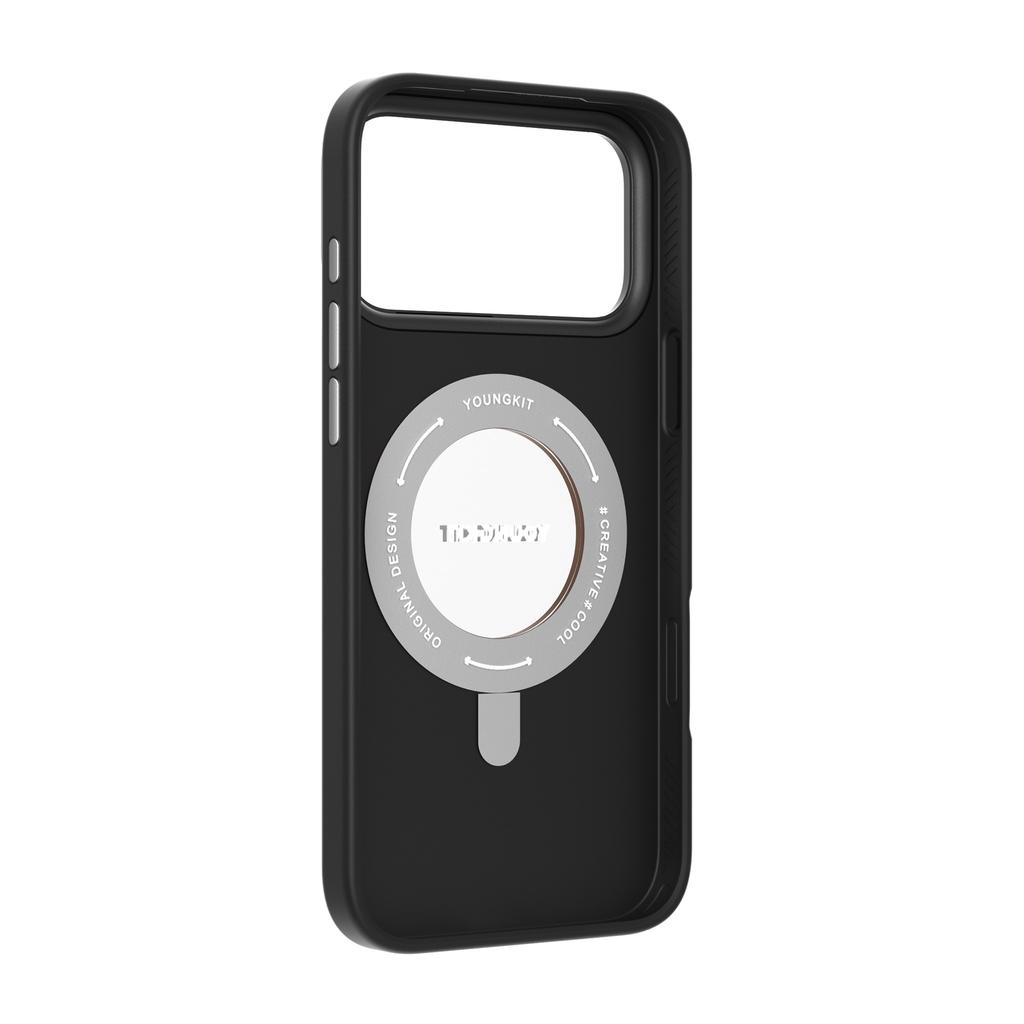 YOUNGKIT For iPhone 17 Pro Max Case Rotating Kickstand Shockproof TPU + PU Leather Phone Back Cover