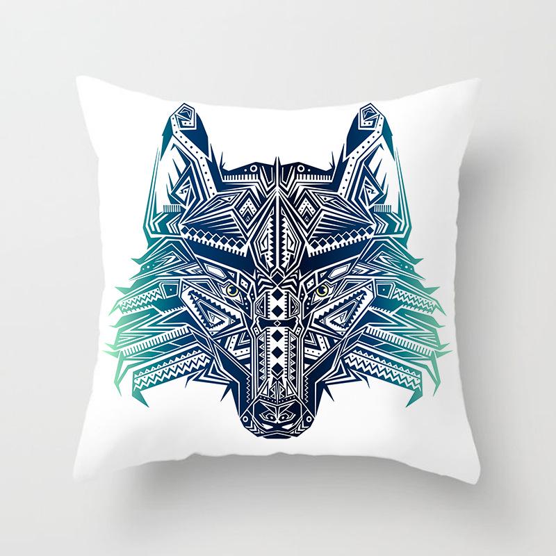 Cartoon Animal Print Car Cushion Cover Dog Head Sofa Pillow Cover Home