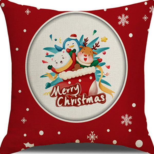 Christmas Theme Pillowcase Christmas Snowman Printed Linen Pillowcase High-value Car Pillowcase