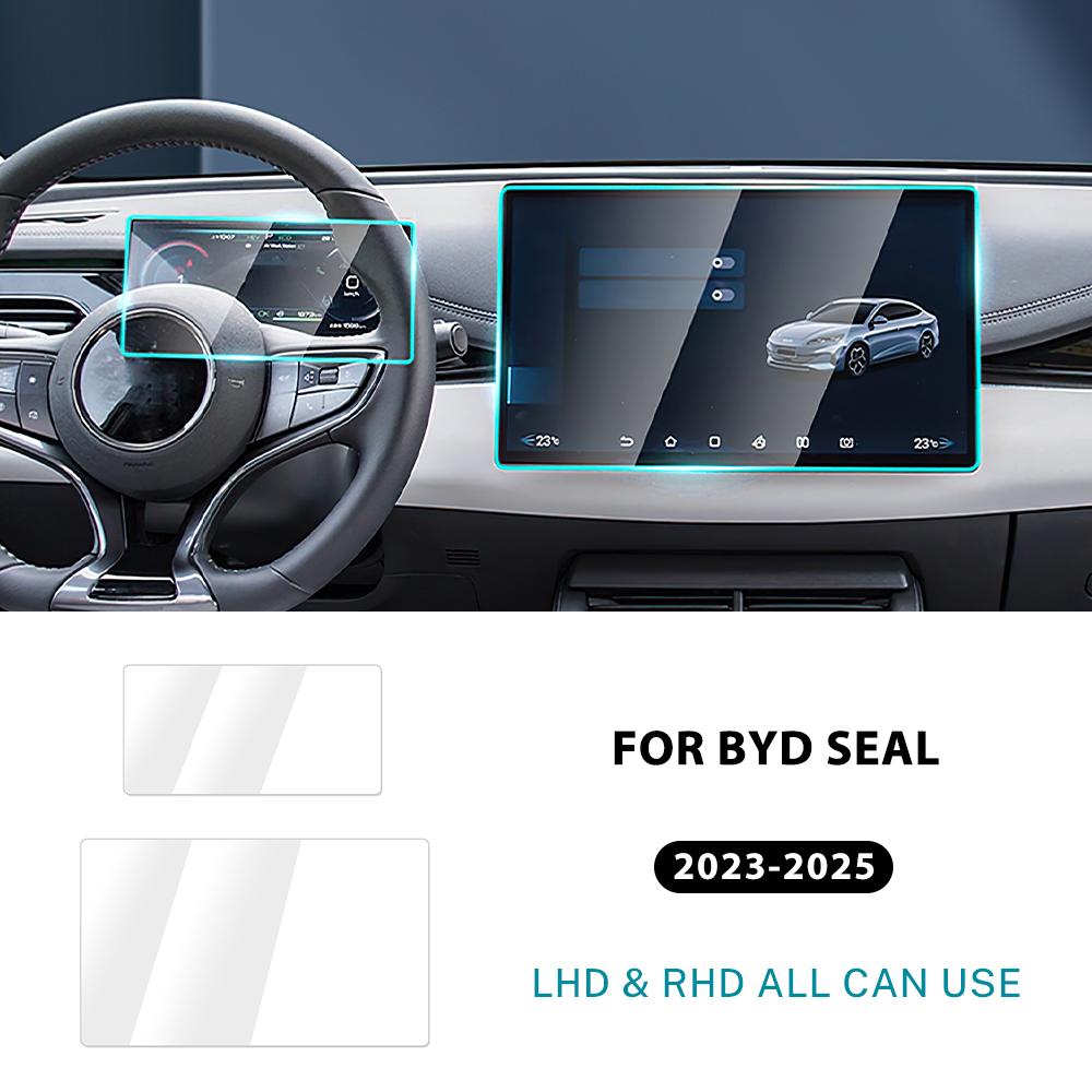Tempered Glass Screen Protector for BYD Seal 2023-2025 Instrument and Navigation Display Set чёрный