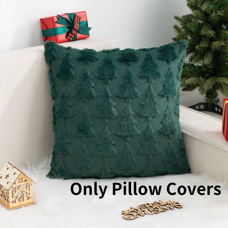 Christmas Tree Snowflake Pillow Cover Plush Throw Pillowcase Winter Home Decor