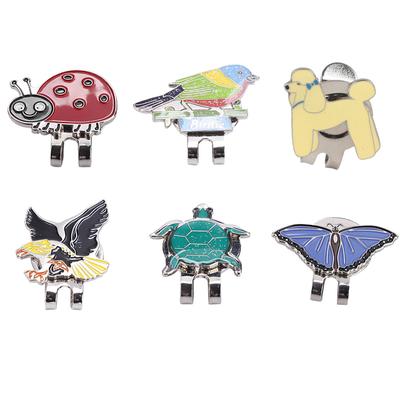 Stainless Steel Golf Hat Clip with Magnetic Ball Marker 18g 30-35mm Cute Animal Design Ladybug/Butterfly/Tortoise Durable Rustpr