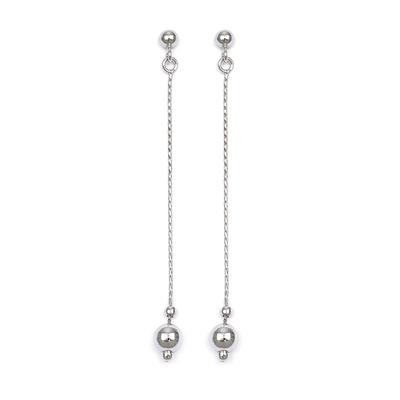 [R3719] - Brincos 'Balls' de prata (ródio) - 70x6 mm