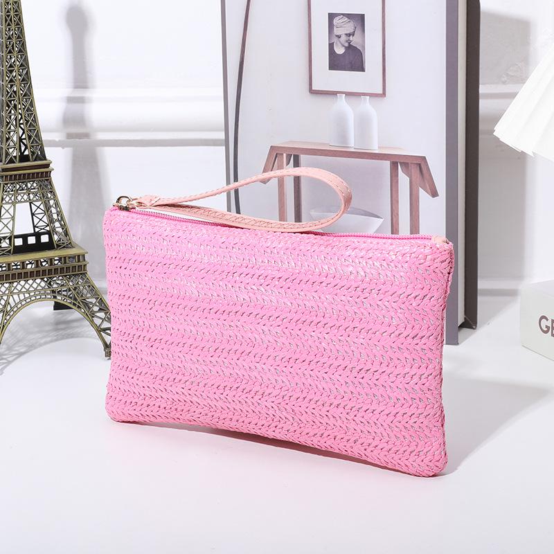 

Women s Summer Straw Clutch: Trendy, Versatile & Ultra-Light Large Capacity Wallet розовый