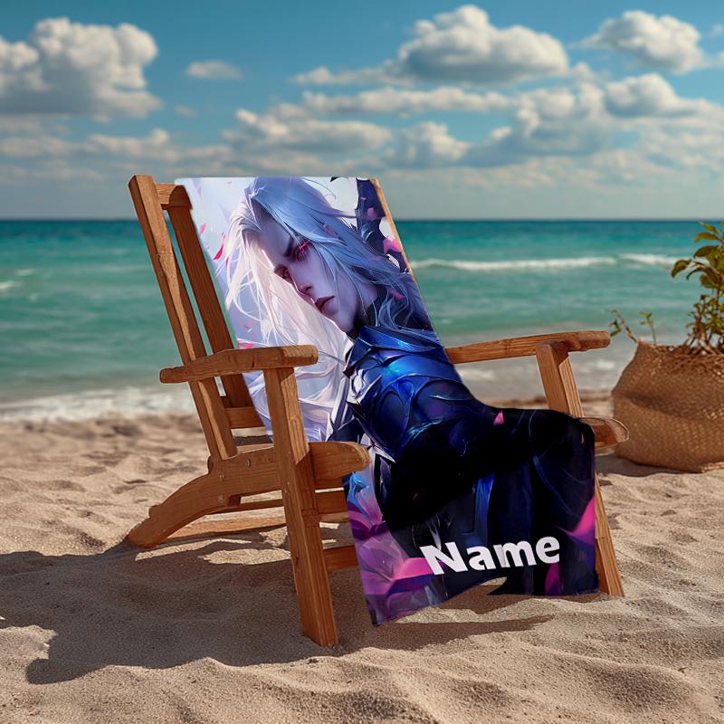 Custom Name Ultra-Soft Beach Towel with League of Legends Theme,Ideal for Pool - Camping, Diving - Perfect Travel Essential, Vibrant Beach Towel.