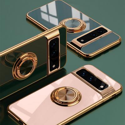 Luxury Ring Holder Slim Phone Case For Google Pixel 9A 8 Pro 7 Pro Soft Silicone Glossy TPU Shockproof Bumper Case