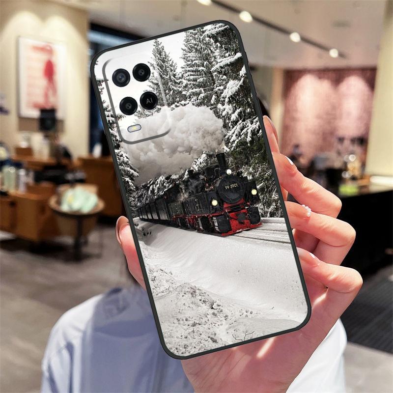 Vintage Steam Train Railway Case For Oppo A94 A74 A54 A18 A38 A58 A78 A98 A40 A60 A80 A16 A76 A96 A15 A17 A77 A57S Cover