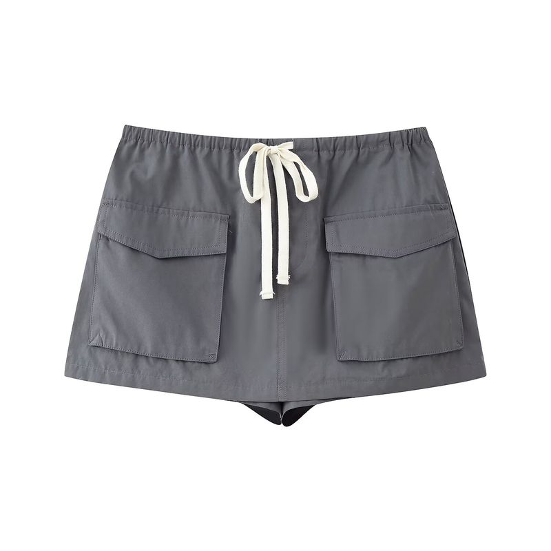 Zbzr Autumn New Women Clothes Drawstring Zip-up Stand Collar Hoodie Cargo Culottes 4341724 4391521