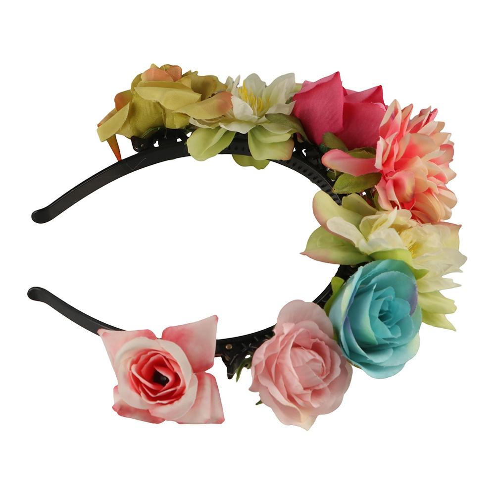 Simulation Flower Floral Garland Colorful Bridal Crown Fairy Children Flower Headband  Girls