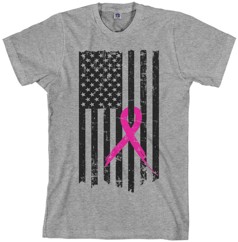 Pink Ribbon Breast Cancer Awareness Flag Men s T-Shirt S