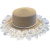 Wide Brim Flat Top Hat Petal Lace Summer Hat New Lace Sun Hat  for Beach and Daily Wear