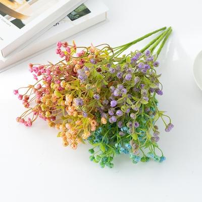 1 Branch Fake Flower Non Withered Decorative Colorful Practical 5 Forks 150 Heads Simulation Gypsophila Bouquet Scene Layout Prop
