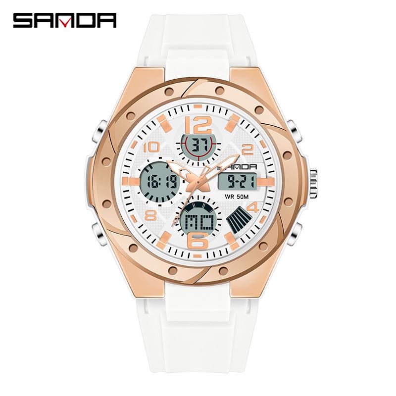 Sanda Skull Design Dual Display Waterproof Luminous Men's Student Multifunctional Watch