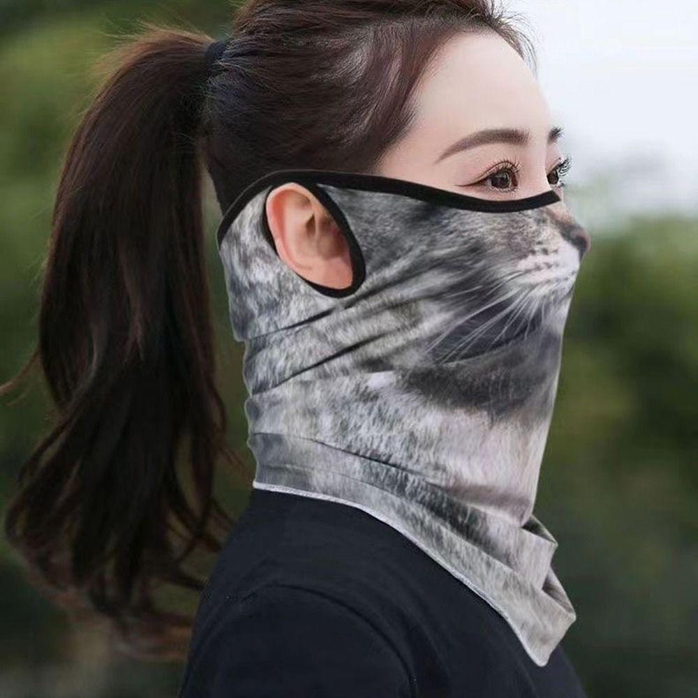 Silk Texture 3D Animal Balaclava Breathable Breathable Bandana Fashion Ice Silk Scarf  Outdoor