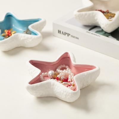Star Jewelry Tray Ceramic Simple Jewelry Snacks Small Items Storage Tray Table Guest Desktop Practical Home Decor