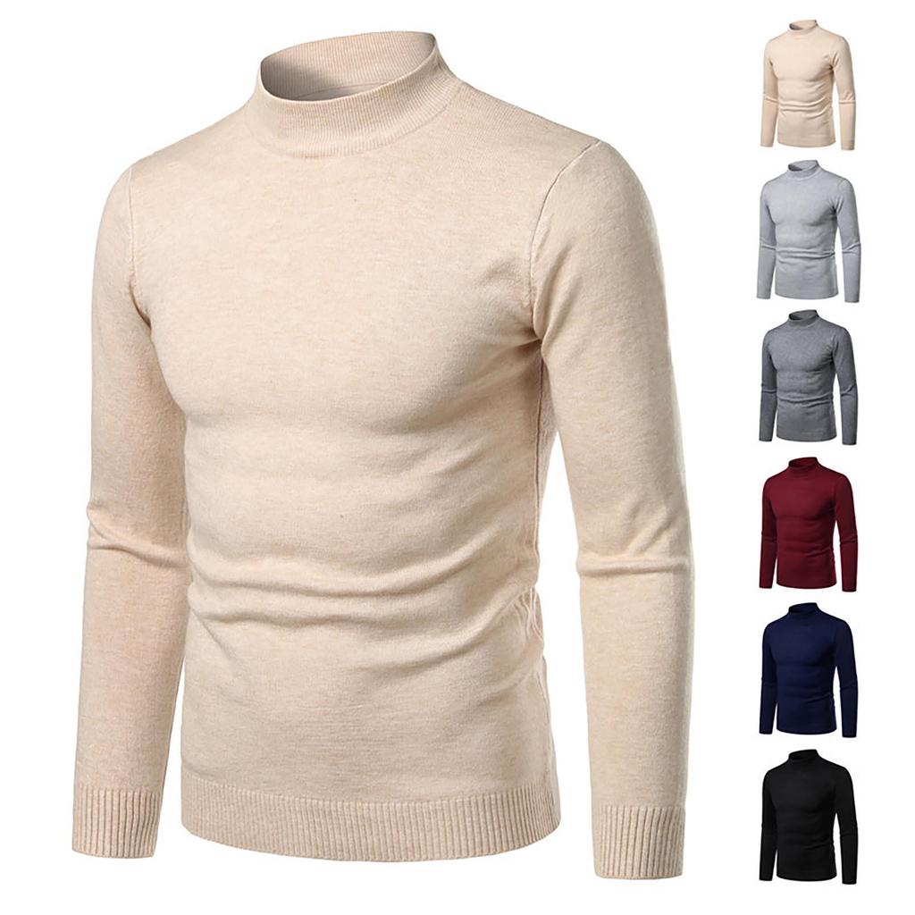 Camicetta maglione pullover slim a maniche lunghe autunno inverno dolcevita da uomo