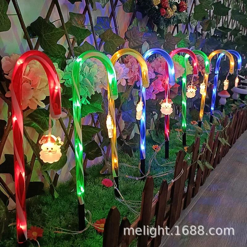 8Pcs Solar Christmas Candy Cane Light Led Pathway Lamp 8 Modes Outdoor Waterproof New Year Holiday Home Garden Decor