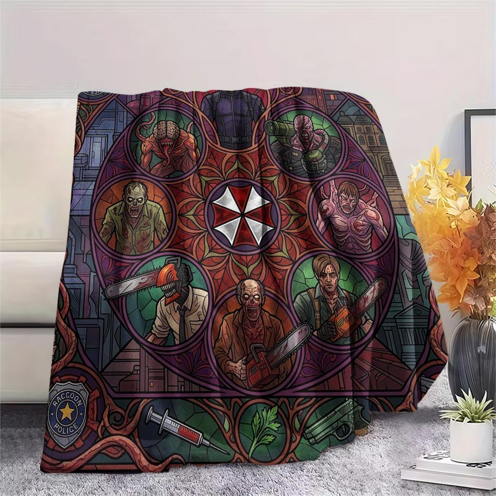 Resident Evil Print Flannel Blanket, Ultra Soft High Quality All Seasons Warm Throw, Home Decor Cozy Blanket, Perfect Christmas Gift