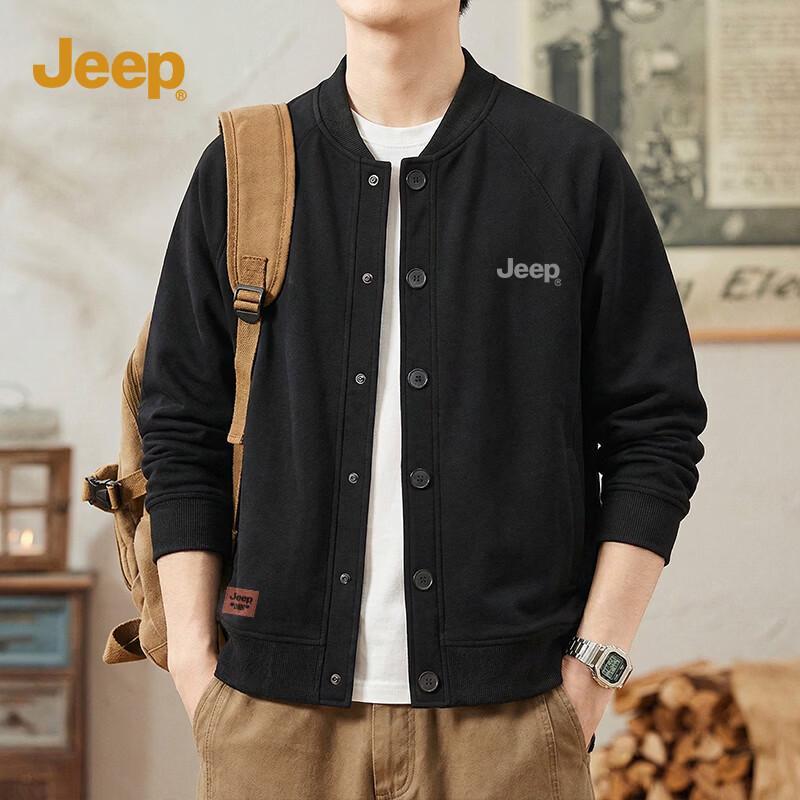 JEEP Men s Baseball Collar Cardigan Sweatshirt XL