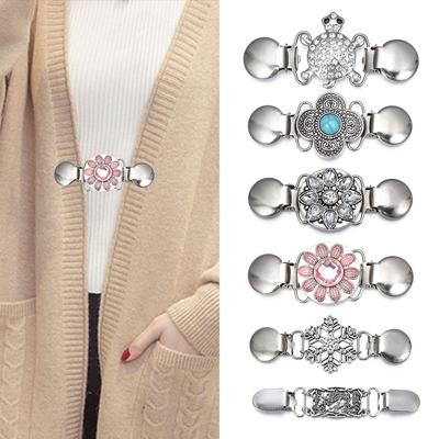 Fashion Charm Gift Rhinestone Retro Turquoise New Clip Clasps Shawl Brooch Cardigan Clip Sweater Blouse Pin