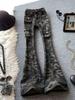 Plus Size Women's Camouflage Flare Denim Jeans - American Style, Straight-Leg, Bell Bottom, Floor-Length