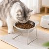 Futter- und Wassernapf für Katzen mit Ständer, glatte 304-Metallkonstruktion, abgerundeter Rand und markante Ohrenprofil-Akzente